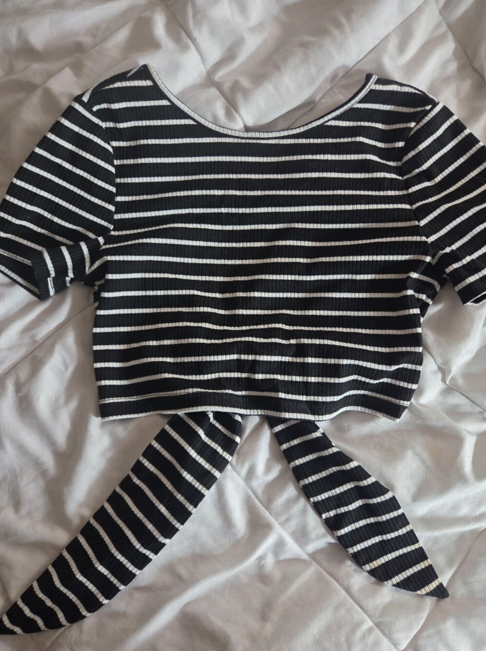 SHEIN Black and White Striped Crop Top